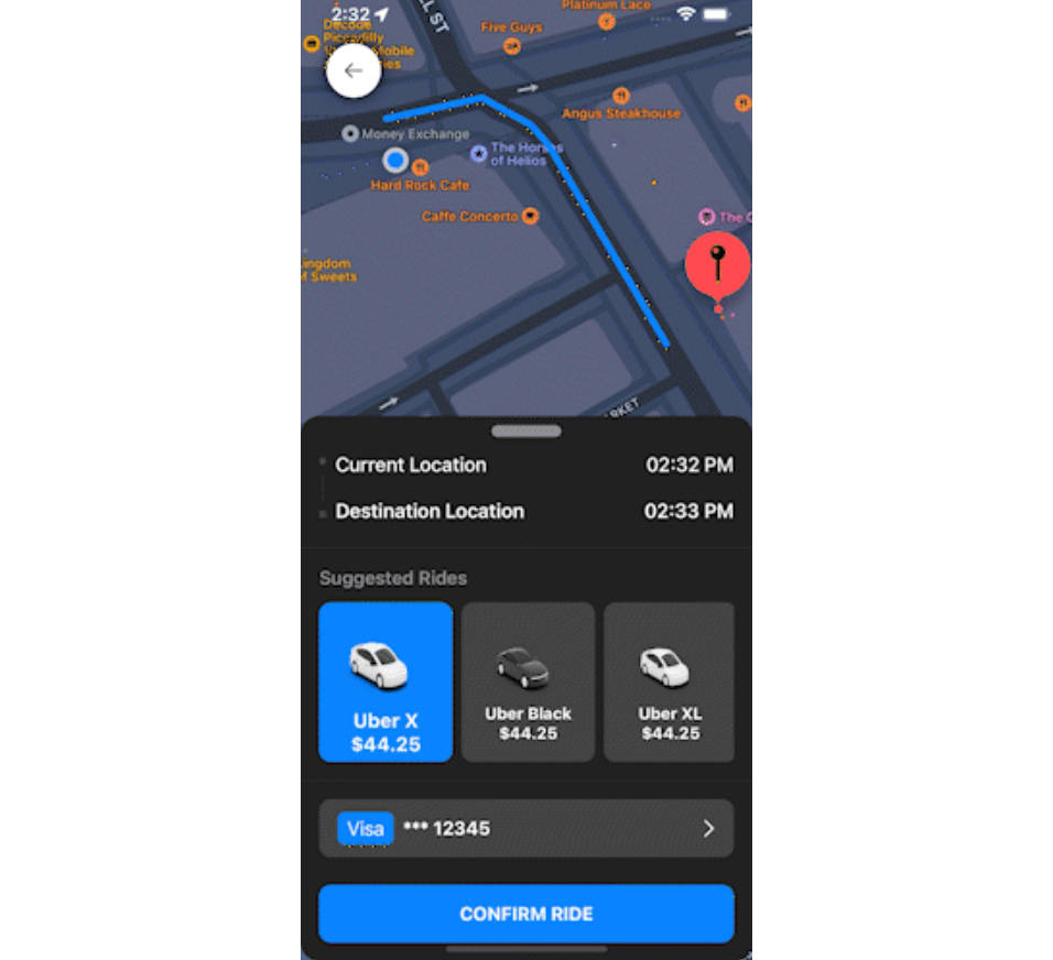SwiftUI演示与Uber类似的用户界面