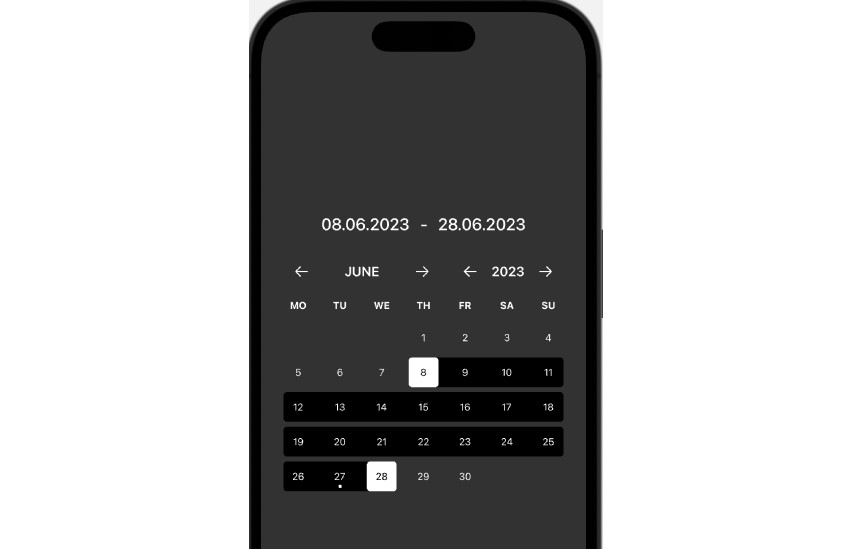 一个简单的日历，允许您选择日期范围。用