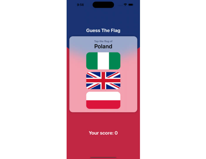 一款让用户猜测各国正确国旗的